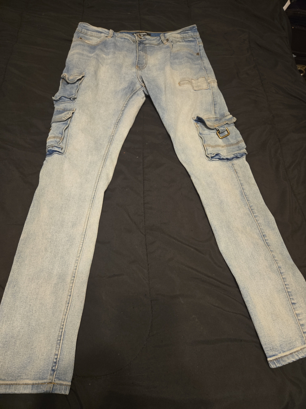 Serenade Light Wash Cargo Skinny Jeans Light Blue Size 34